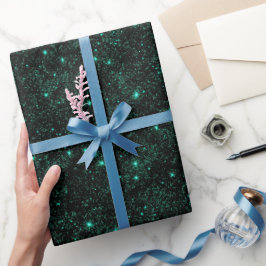 Reiches Smaragdgrün Metallic Schwarzes Glitter-Mus Geschenkpapier