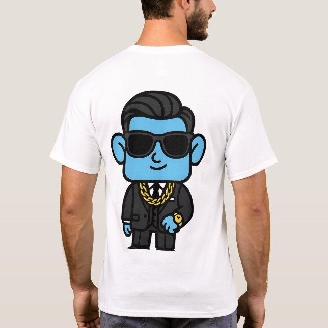 Reiches Smilo T-Shirt - Luxuriöses Blau Charakterd (Rückseite)