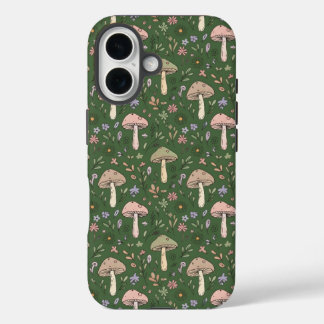Reichgrüne Pilze Nahtloser Juwel-Ton iPhone 16 Hülle