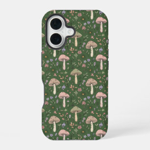 Reichgrüne Pilze Nahtloser Juwel-Ton iPhone 16 Hülle