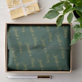 Reichgrüne Smaragd- & Elegante Goldschrift-Hochzei Seidenpapier