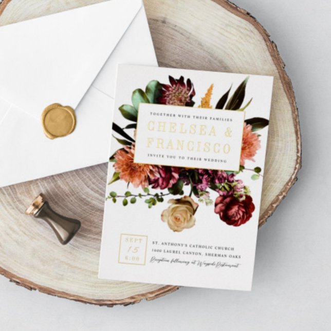 Reichhaltigkeit der Frühlingsblüten Foto Hochzeit Folieneinladung (Von Creator hochgeladen)