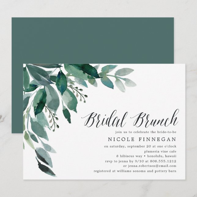 reichlich Foliage | Einladung von Bridal Brunch (Vorne/Hinten)