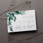 reichlich Foliage | Green Botanical B Mitzvah Folieneinladung<br><div class="desc">Elegante,  geschlechtsneutrale Mitzvah-Einladung mit Aquarellfarben-Eukalyptus-Blätter und grünem Blattkaskadieren aus der oberen links Ecke,  geschmückt mit Rose Goldfolienakzenten. Personalisieren Sie mit Ihrer Tempelzeremonie und Feiern Details auf der rechten Seite ausgerichtet. Die Karten werden zu einem festen Waldgrün umgeschaltet.</div>
