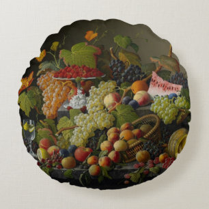 Reichliche Frucht, 1858 (Öl auf Leinwand) Rundes Kissen