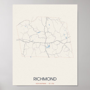 Reichmond New Hampshire Straßenkarte Poster