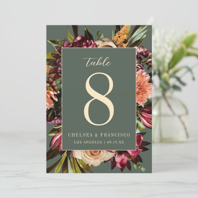 Reichtum der grünen Frühlingsblüte Tischnummer (Stehend Vorderseite)