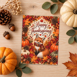 Reichtum der Herbst-Fuchs-Dankbarkeits-Illustratio Postkarte