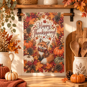 Reichtum des Herbstfuchs-Erntedank-Illustration Geschirrtuch