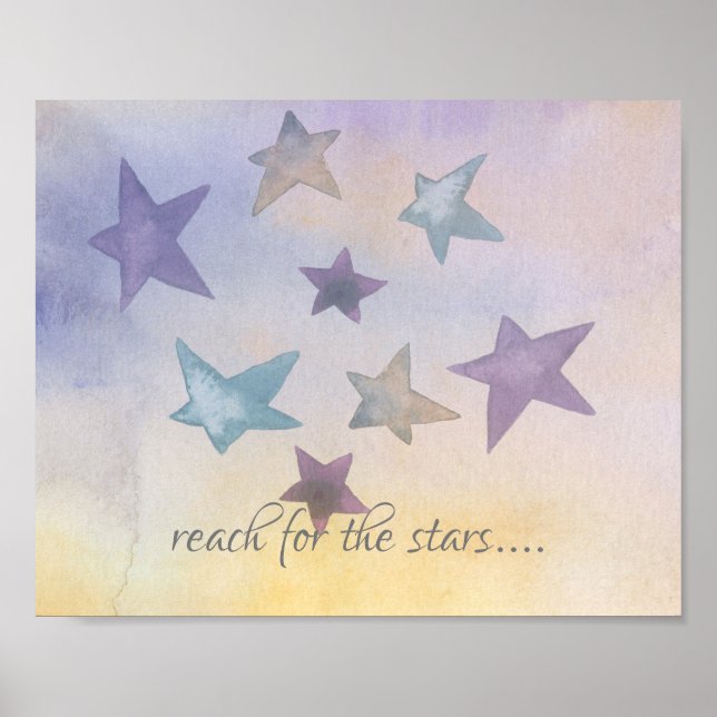 Reichweite für die Sterne pastellfarbene Aquarellg Poster (Vorne)
