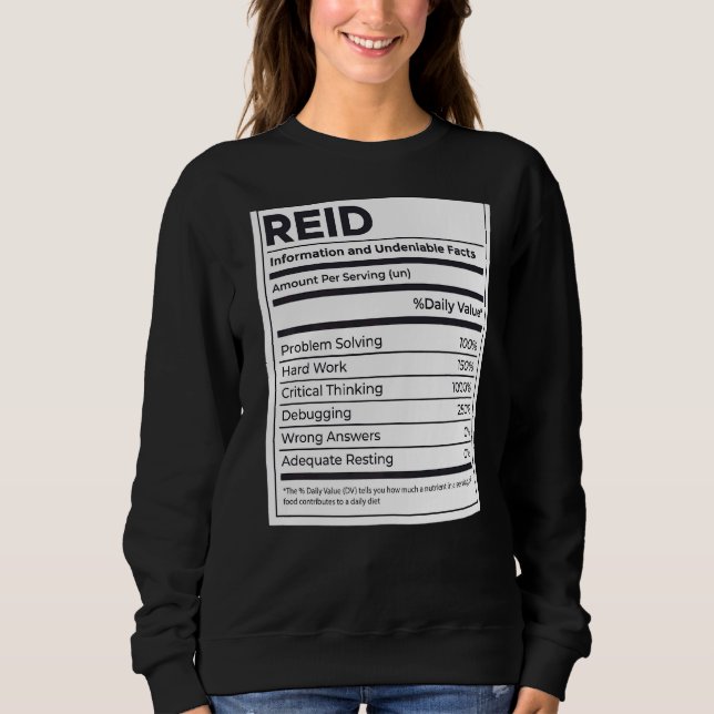 Reid Ernährungsinformation Problem lösen Sweatshirt (Vorderseite)