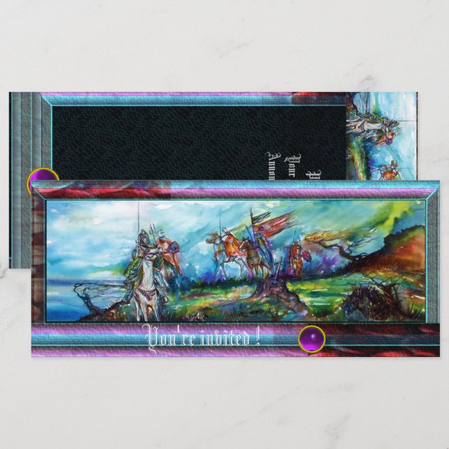 REIDER IN STORM Ritter Reitschloss laden Einladung (Vorne/Hinten)