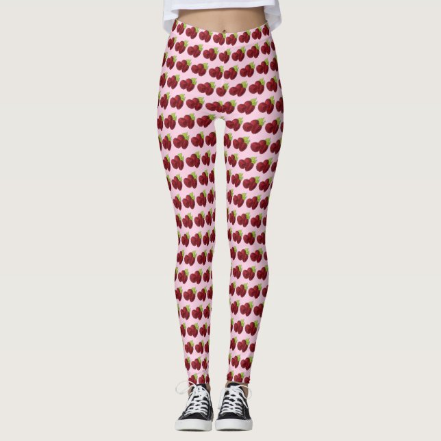 Reif Himbeere Rote Himbeeren Berry Frucht Druck Leggings (Vorderseite)
