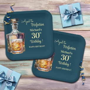 Reif zum perfekten Männer 30. Whiskey Geburtstag Pappteller