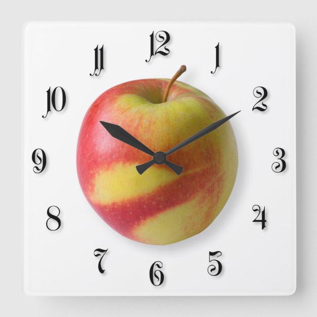 Reifapfel Quadratische Wanduhr (Vorderseite)