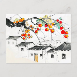 Reife Äpfel in einem chinesischen Bergdorf Postkarte