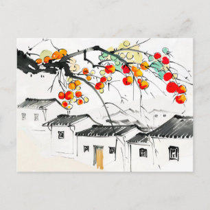 Reife Äpfel in einem chinesischen Bergdorf Postkarte