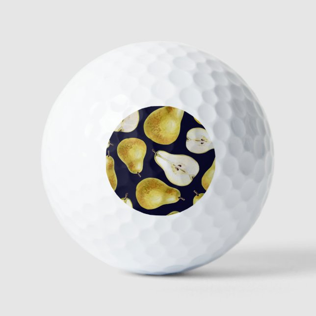 Reife Birne, schwarzer Hintergrund, Gartenkunst Golfball (Vorderseite)