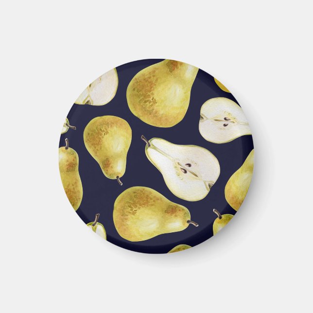 Reife Birne, schwarzer Hintergrund, Gartenkunst Magnet (Vorne)