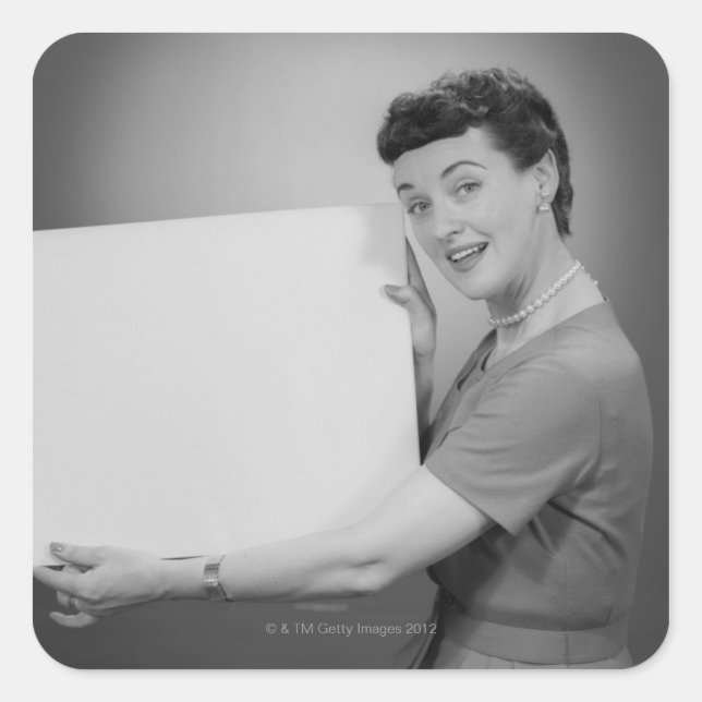 Reife Frau Quadratischer Aufkleber (Vorderseite)