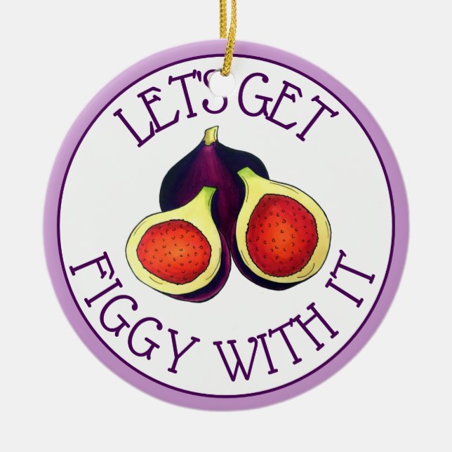 Reife Frische geschnittene Lila Figuren Feigenbaum Keramik Ornament (Vorne)