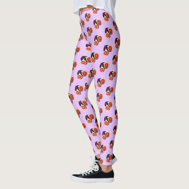 Reife Frische geschnittene Lila Figuren Feigenbaum Leggings (Links)