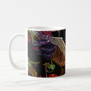 Reife Granatapfelfrüchte, Kranvögel und wild Kaffeetasse