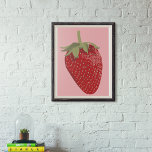 Reife Rote Erdbeere Illustration auf Rosa Poster<br><div class="desc">Dieses Plakat sieht fast gut genug aus,  um mit meiner realistischen Darstellung eines reifen roten Erdbeeren-Set vor einem rosa Hintergrund zu essen.</div>