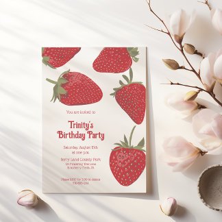 Reife Rote Erdbeeren Benutzerdefiniertes Party Einladung