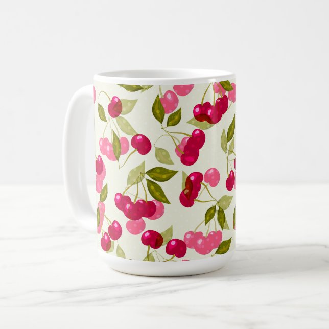 Reife rote Kirsche. Kaffeetasse (Vorderseite Links)
