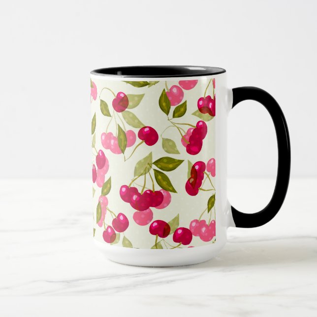 Reife rote Kirsche. Tasse (Rechts)
