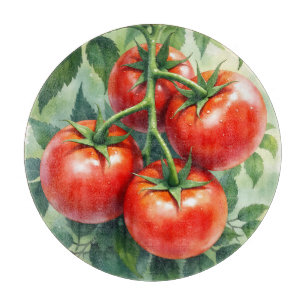 Reife Tomatenranke Aquarell Frisch Schneidebrett