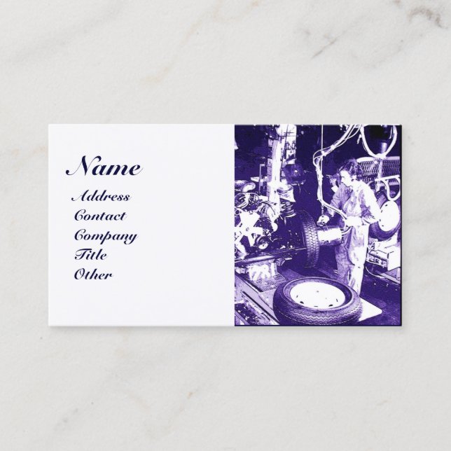 REIFEN , AUTOMOBIL, Kfz-Reparaturgarage, Monogramm Visitenkarte (Vorderseite)