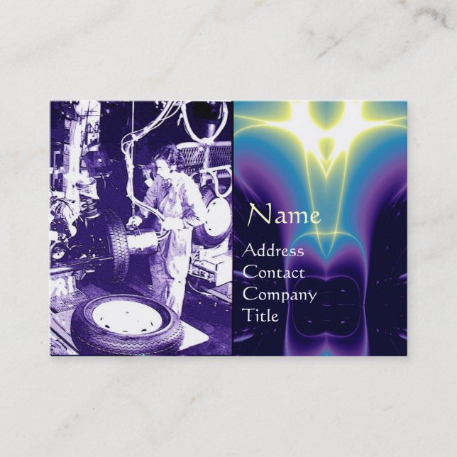 REIFEN , AUTOMOBIL, Kfz-Reparaturgarage, Monogramm Visitenkarte (Vorderseite)