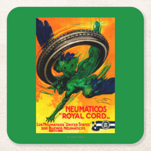 Reifen Royal Cord Vintage Poster Europa Rechteckiger Pappuntersetzer
