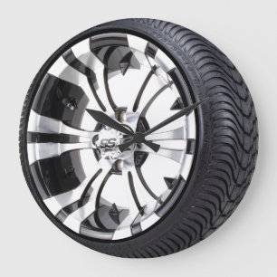 Reifen und Felge Große Wanduhr