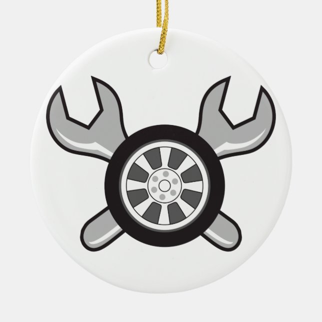 Reifen und Wrenches Keramik Ornament (Vorne)
