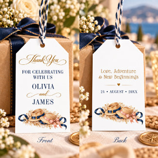 Reifes Paar Vintage Chic Hochzeit Navy Gold Geschenkanhänger