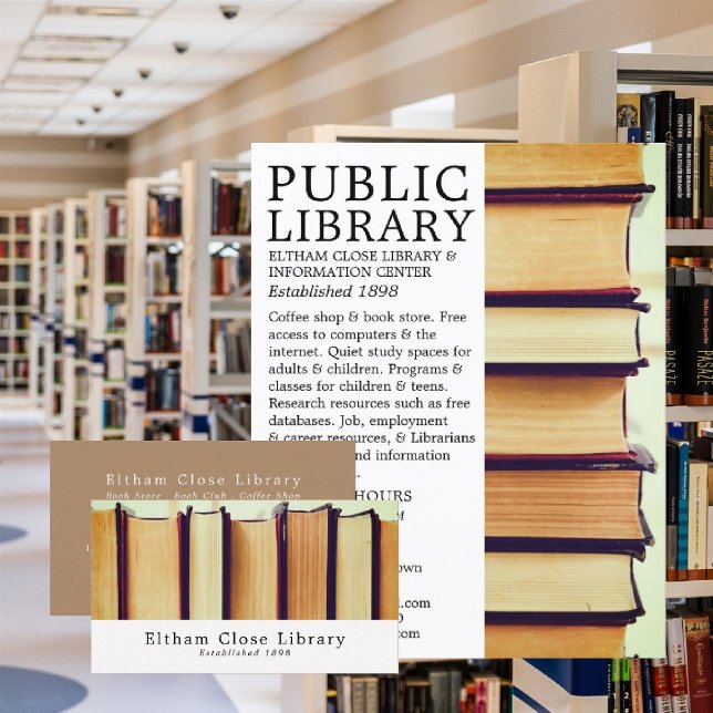 Reihe alter Bücher, Bibliothek Visitenkarte (Von Creator hochgeladen)