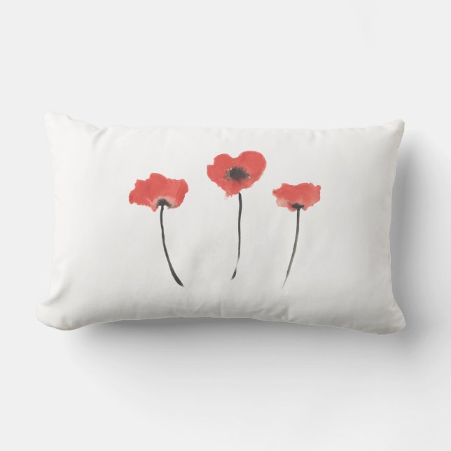 Reihe Aquarell-Malereientwurfs der Mohnblumen des Lendenkissen (Vorderseite)