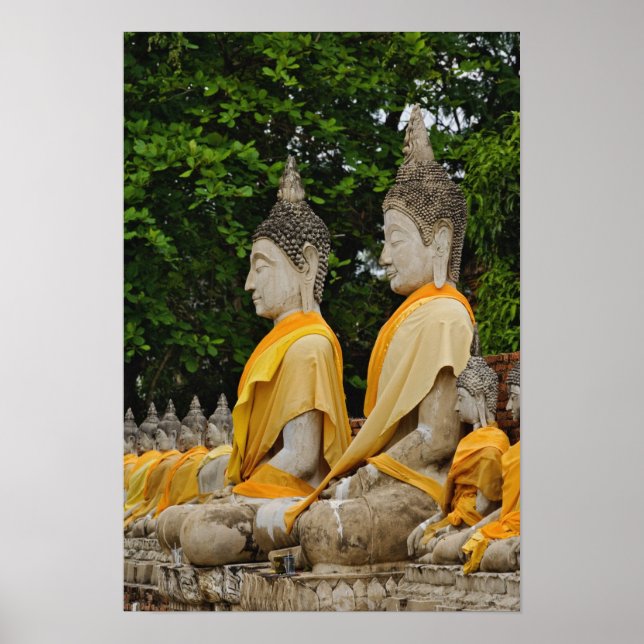 Reihe Buddha Statuen, Wat Yai Chaya Mongkol Poster (Vorne)