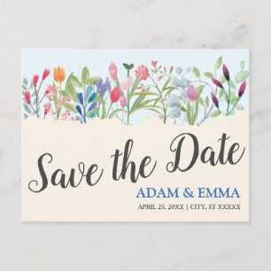 Reihe der Aquarellfarben-Wildblume Save the Date H Postkarte