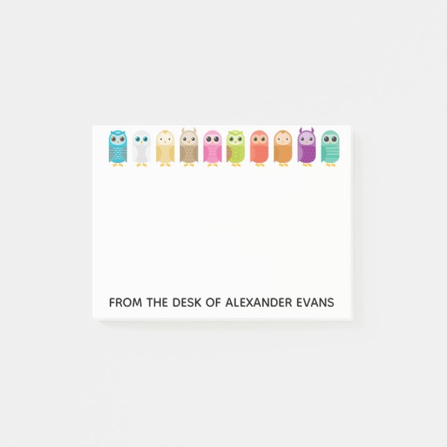 Reihe der Eulen Post-it Klebezettel (Vorderseite)
