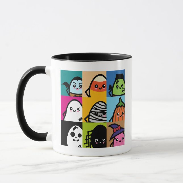 Reihe der grauen Eier - Halloween | Name hinzufüge Tasse (Links)
