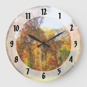 Reihe der Herbst-Bäume Große Wanduhr