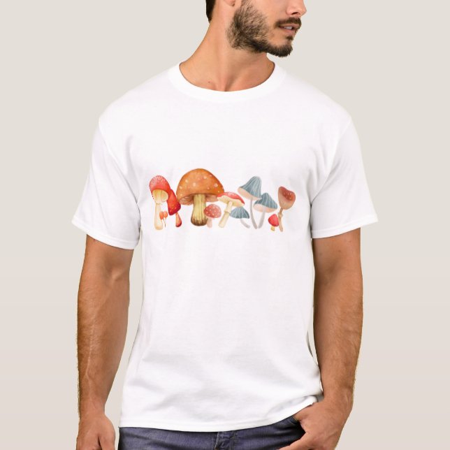 Reihe der Niedlichen Pilzfungi Lover Mykologie T-Shirt (Vorderseite)