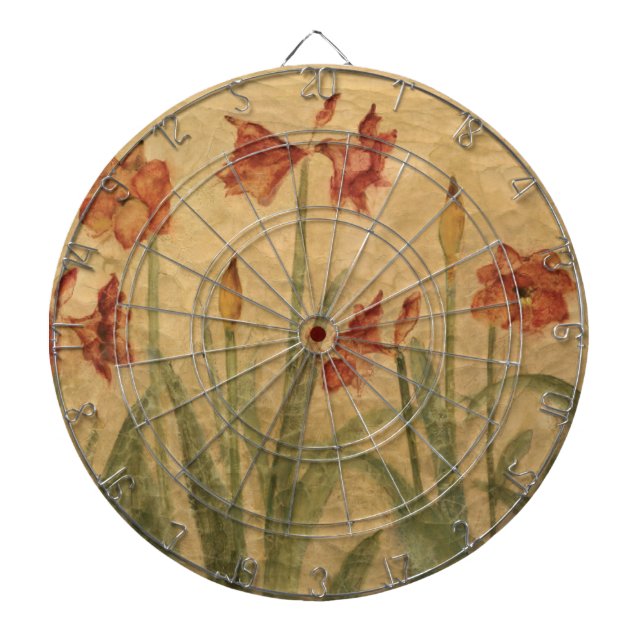 Reihe der roten Amaryllis Dartscheibe (vorne)