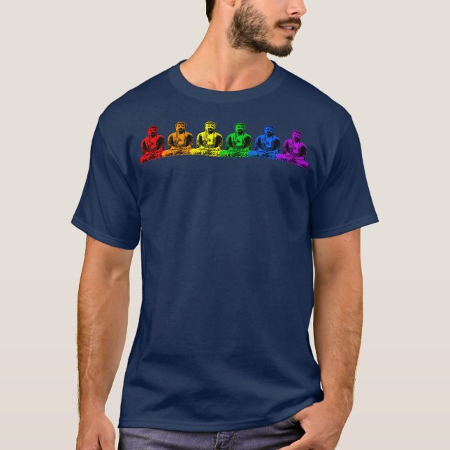 Reihe des Regenbogens Buddhas T-Shirt (Vorderseite)