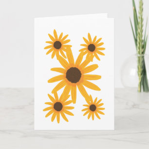 Reihe gelber Sonnenblumen auf Grußkarten Karte