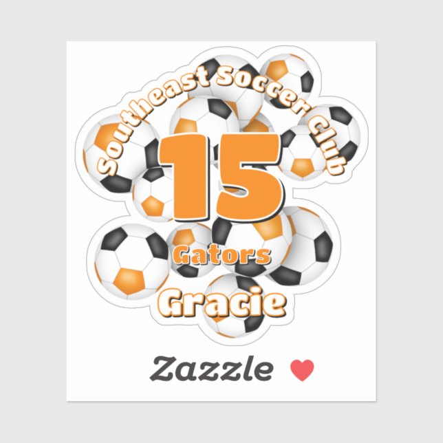 Reihe orangefarbener schwarzer Fußballbälle Mannsc Aufkleber (Blatt)